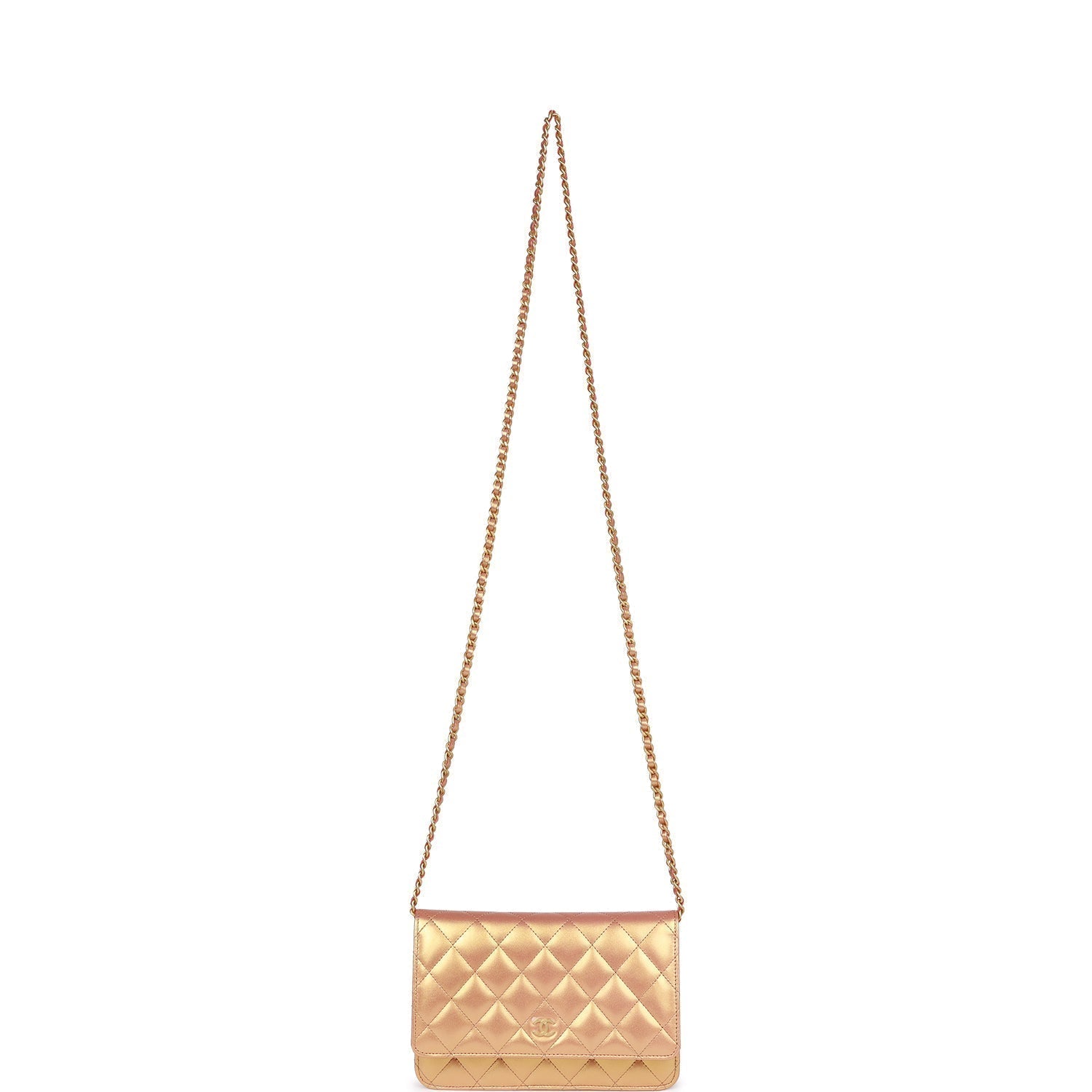 Chanel Wallet on Chain WOC Gold Metallic Calfskin Antique Gold Hardware