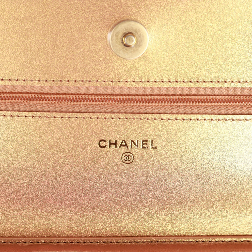 Chanel Wallet on Chain WOC Gold Metallic Calfskin Antique Gold Hardware