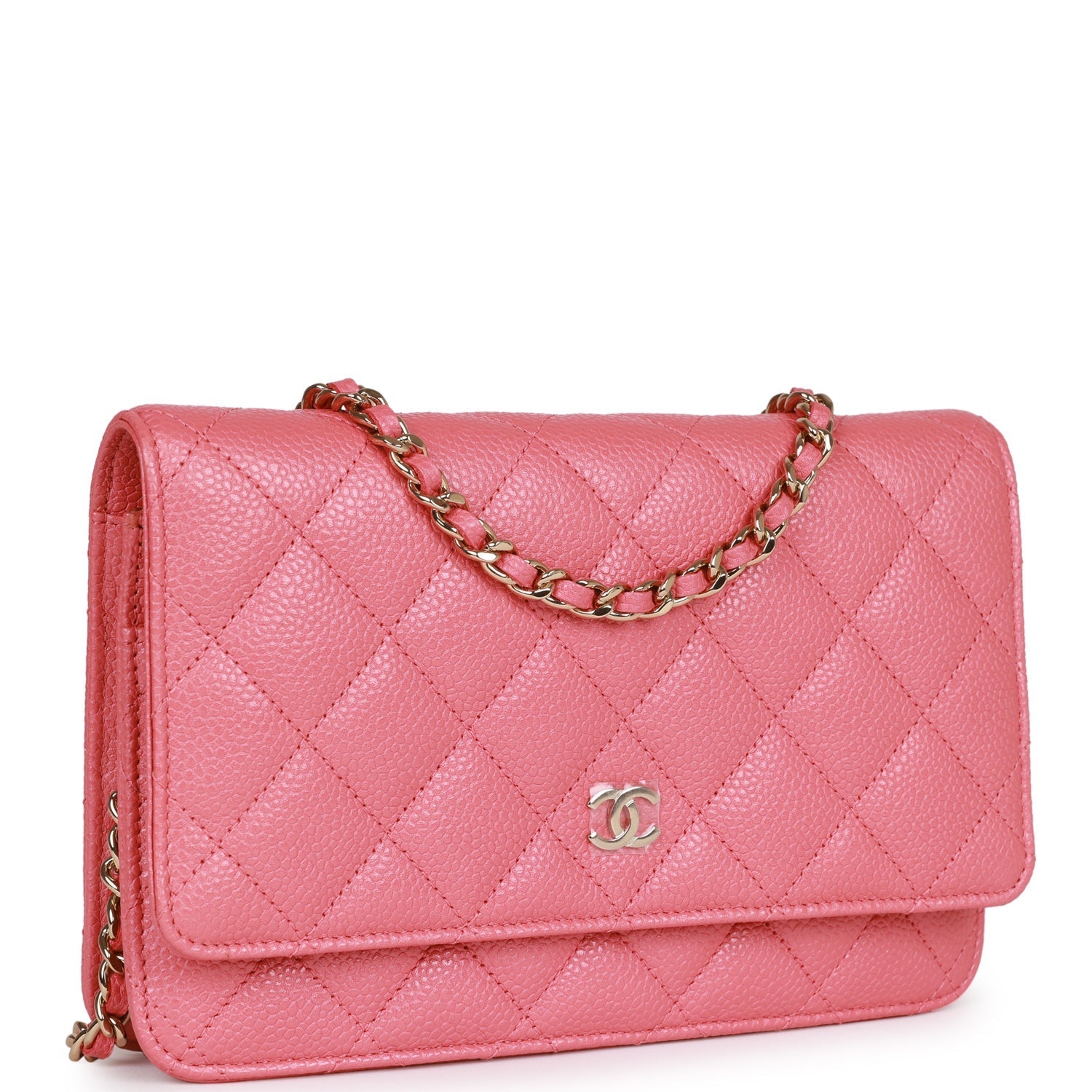 Pre-owned Chanel Wallet on Chain WOC Pink Caviar Light Gold Hardware