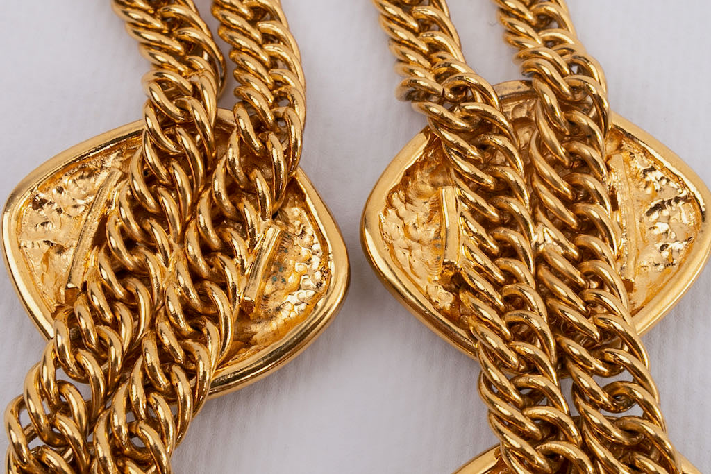 Collier court en m��tal dor�� Chanel 1980s