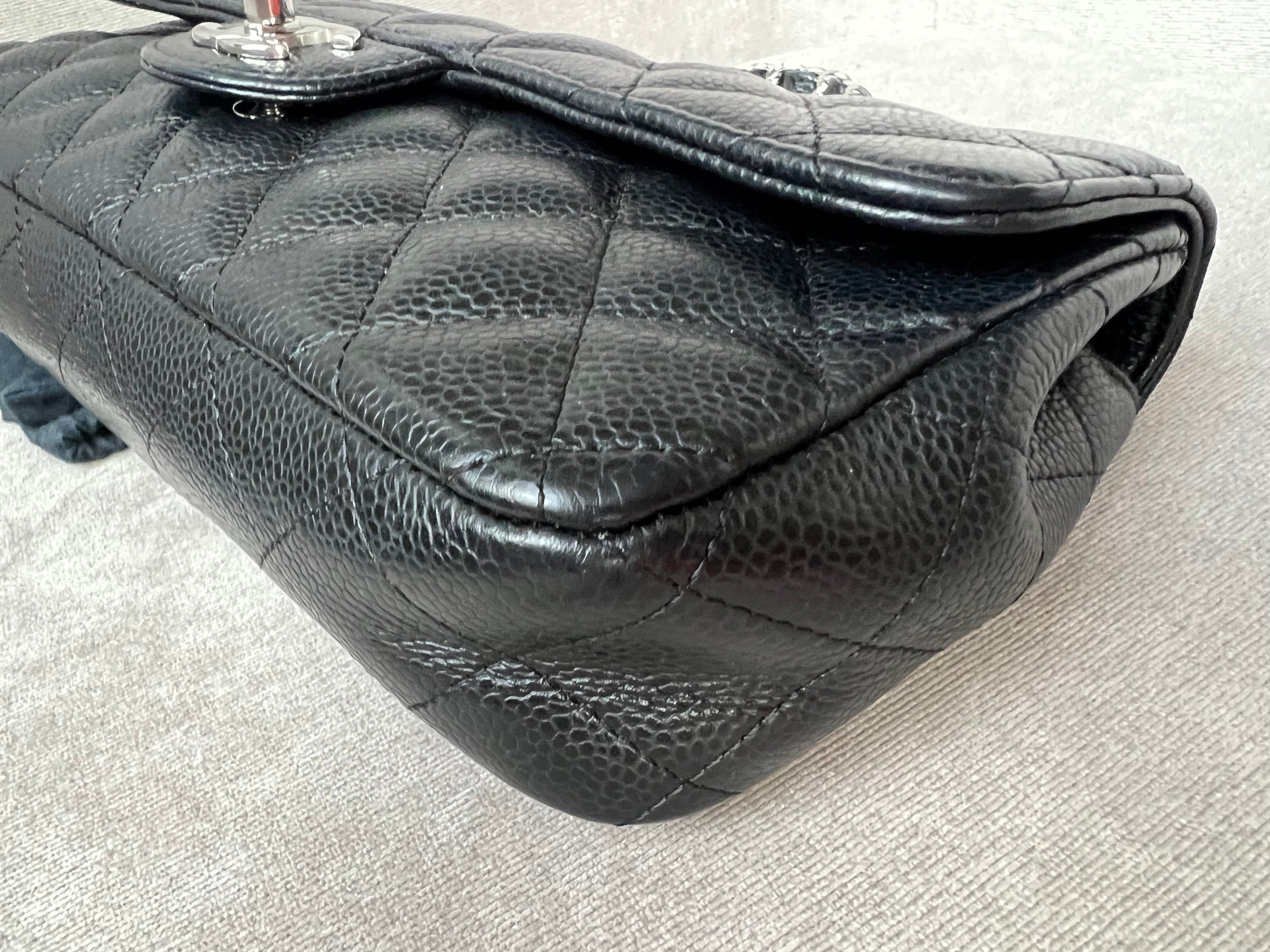 Chanel East West Flap in Black Caviar Silver Hardware