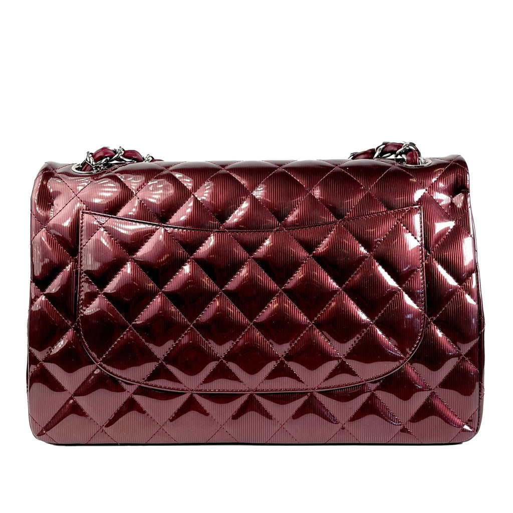 CHANEL Jumbo Classic Patent Double Flap Shoulder Bag