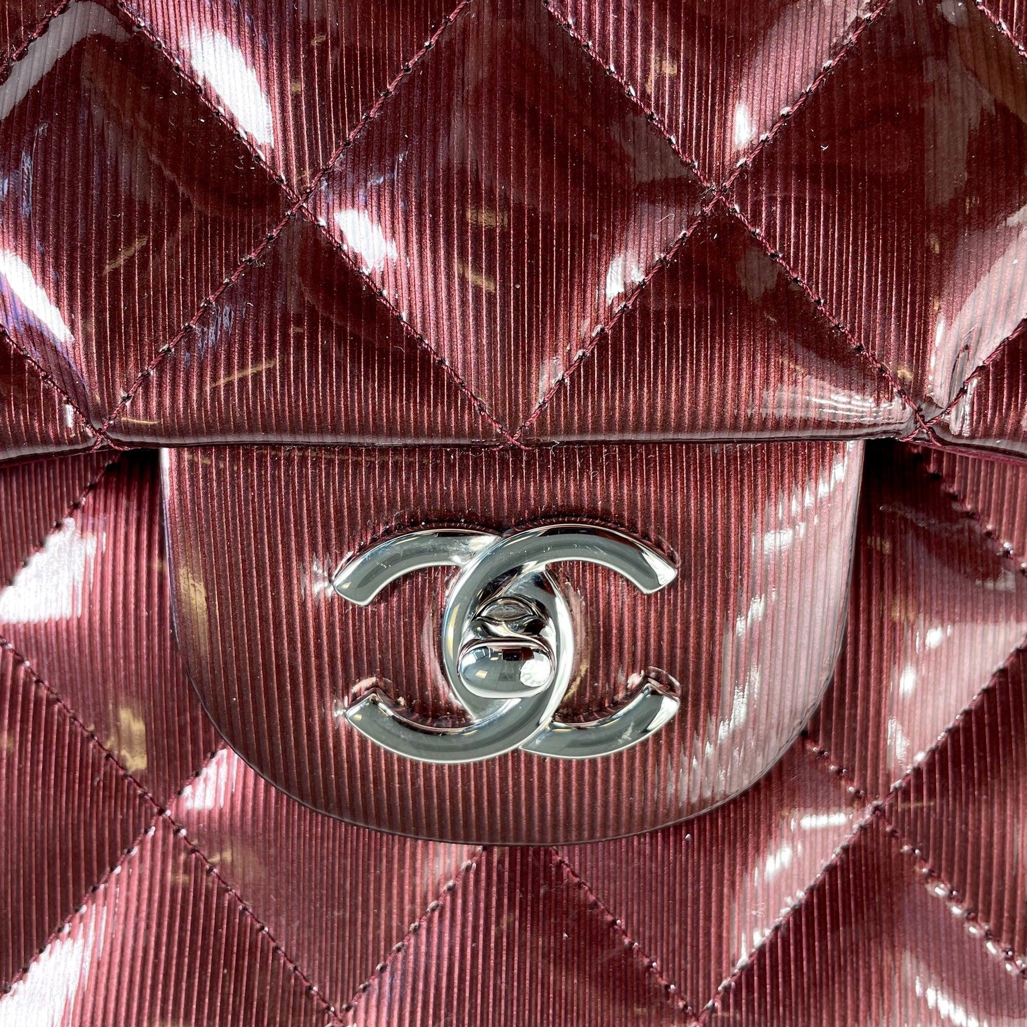 CHANEL Jumbo Classic Patent Double Flap Shoulder Bag