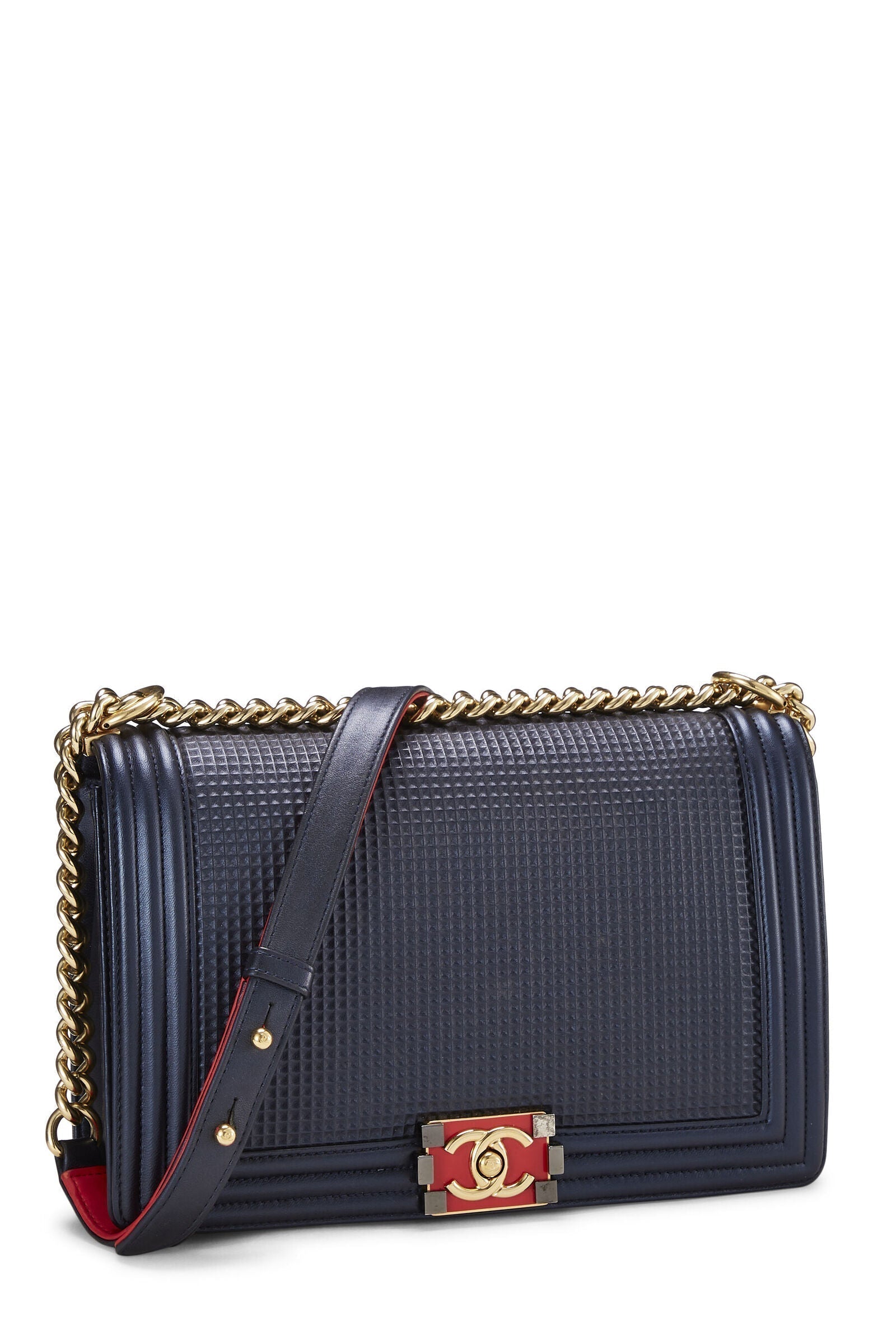 CHANEL CUBE EMBOSSED LAMBSKIN NEW MEDIUM BOY BAG