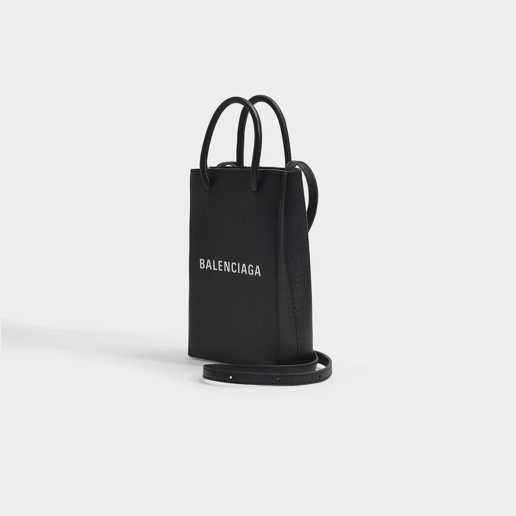 Shopping Phone Hold Crossbody - Balenciaga -  Black - Leather