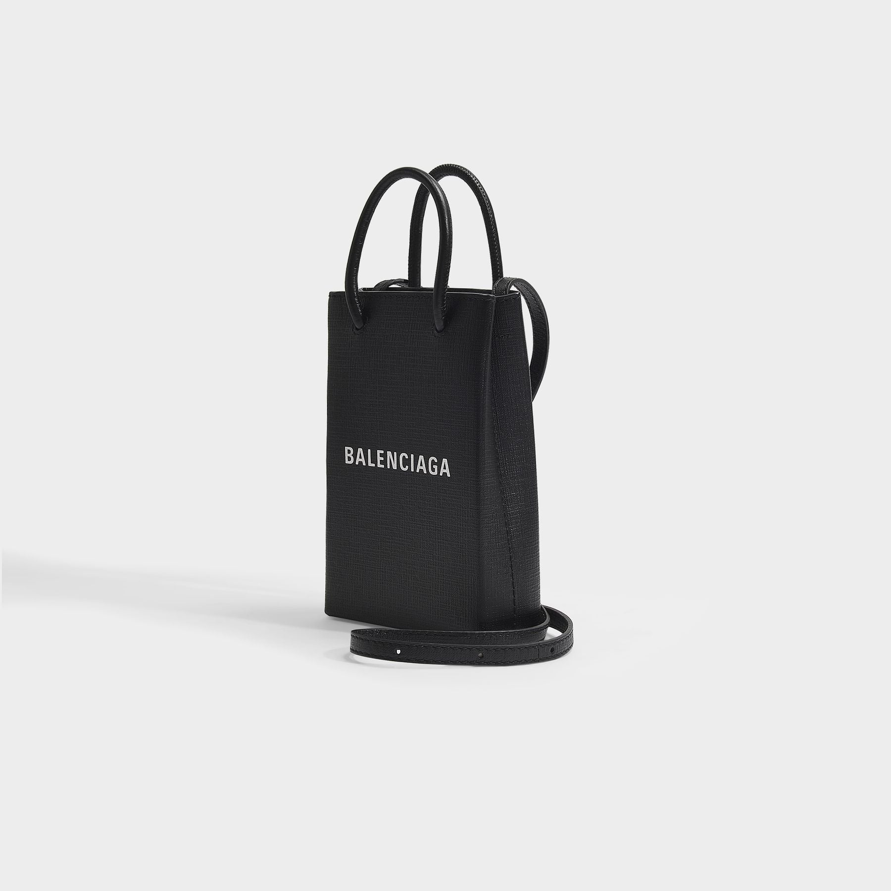 Shopping Phone Hold Crossbody - Balenciaga -  Black - Leather