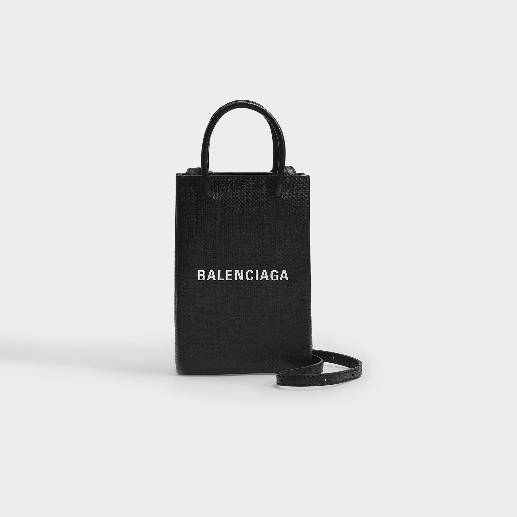 Shopping Phone Hold Crossbody - Balenciaga -  Black - Leather