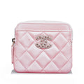 CHANEL Caviar CC Crystal Woven Square Zip Around Card Holder