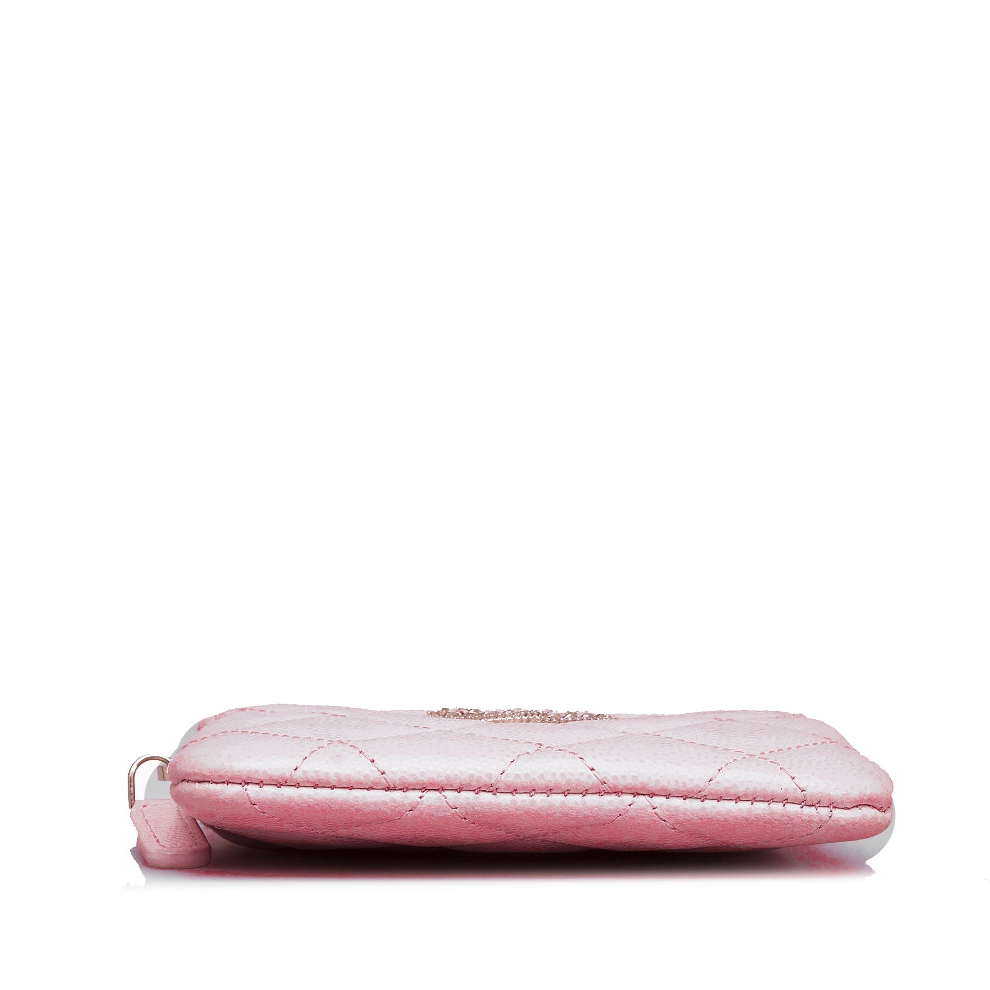CHANEL Caviar CC Crystal Woven Square Zip Around Card Holder
