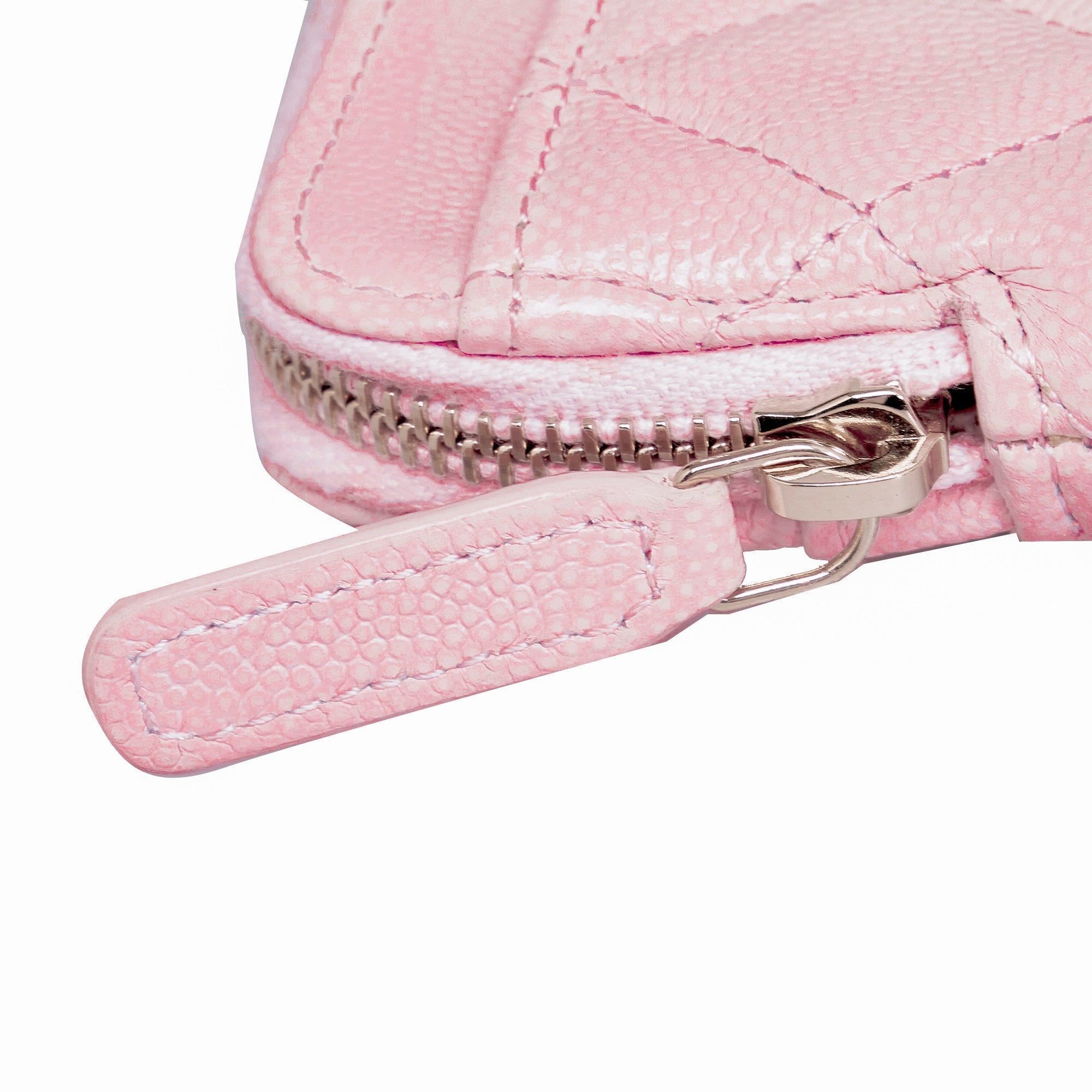 CHANEL Caviar CC Crystal Woven Square Zip Around Card Holder