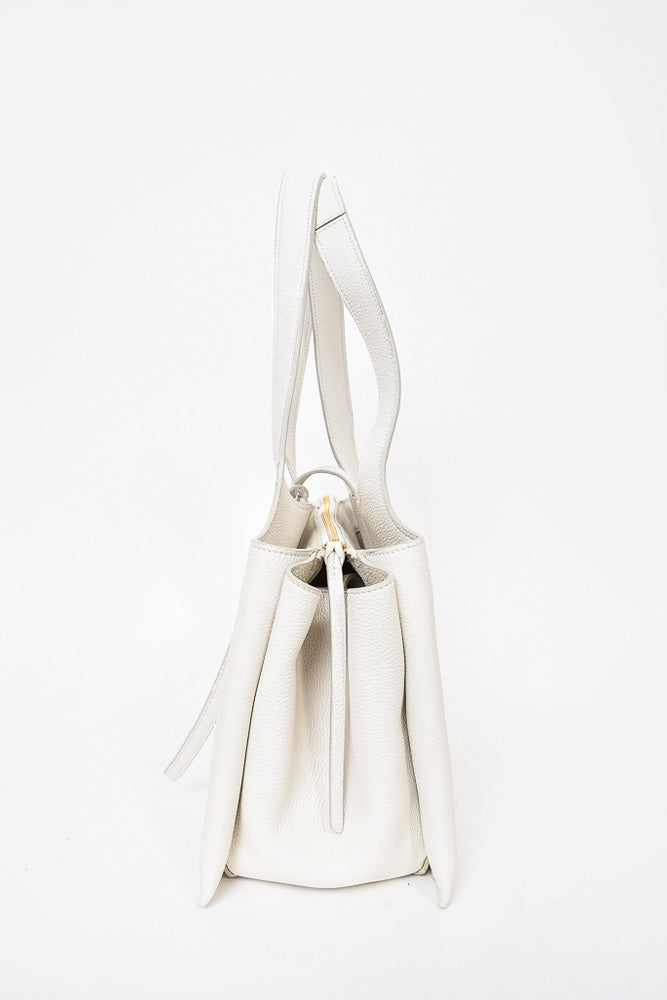 Celine White Grained Leather Small Tri-Fold Bag