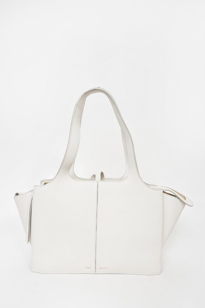 Celine White Grained Leather Small Tri-Fold Bag