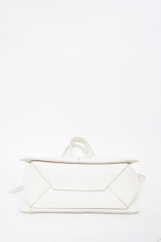 Celine White Grained Leather Small Tri-Fold Bag