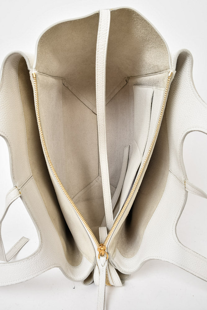 Celine White Grained Leather Small Tri-Fold Bag