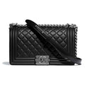 Chanel Boy Chanel Handbag in Calfskin & Ruthenium-Finish Metal-Black