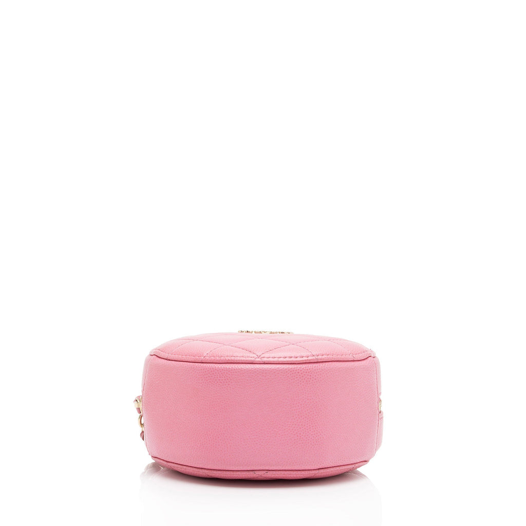 Chanel Caviar Leather Crystal CC Round Clutch with Chain (SHF-FU2AgY)