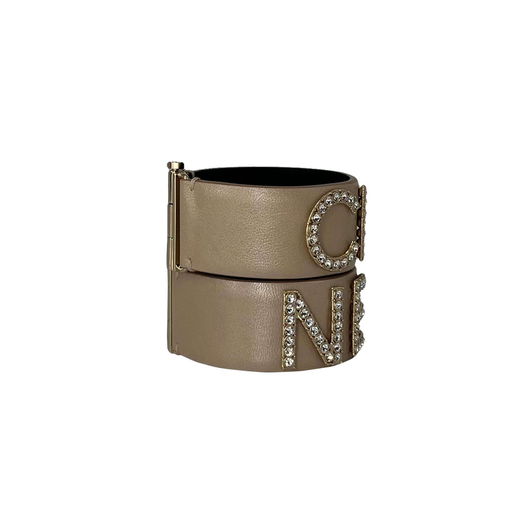 Chanel double leather/crystal bracelets