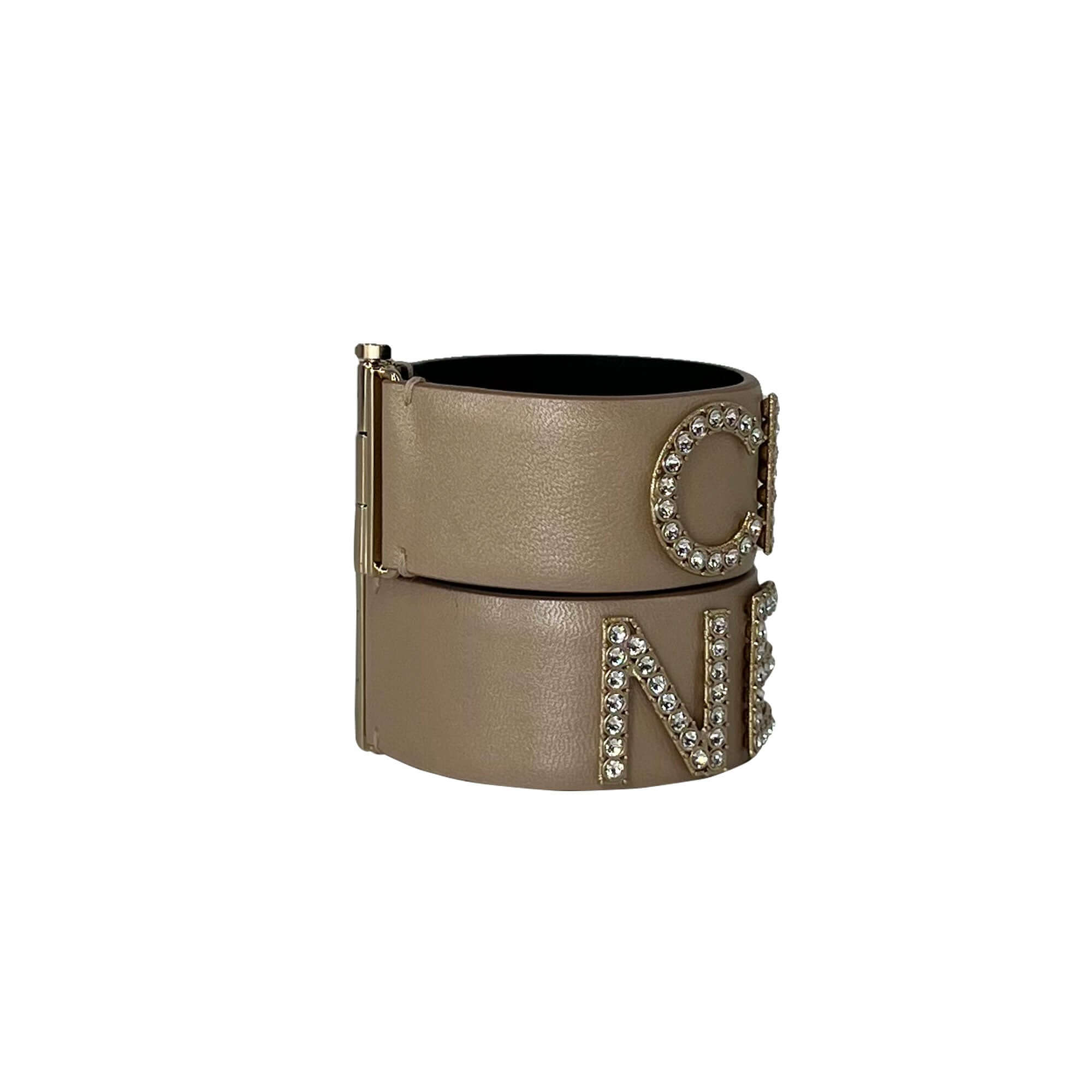 Chanel double leather/crystal bracelets