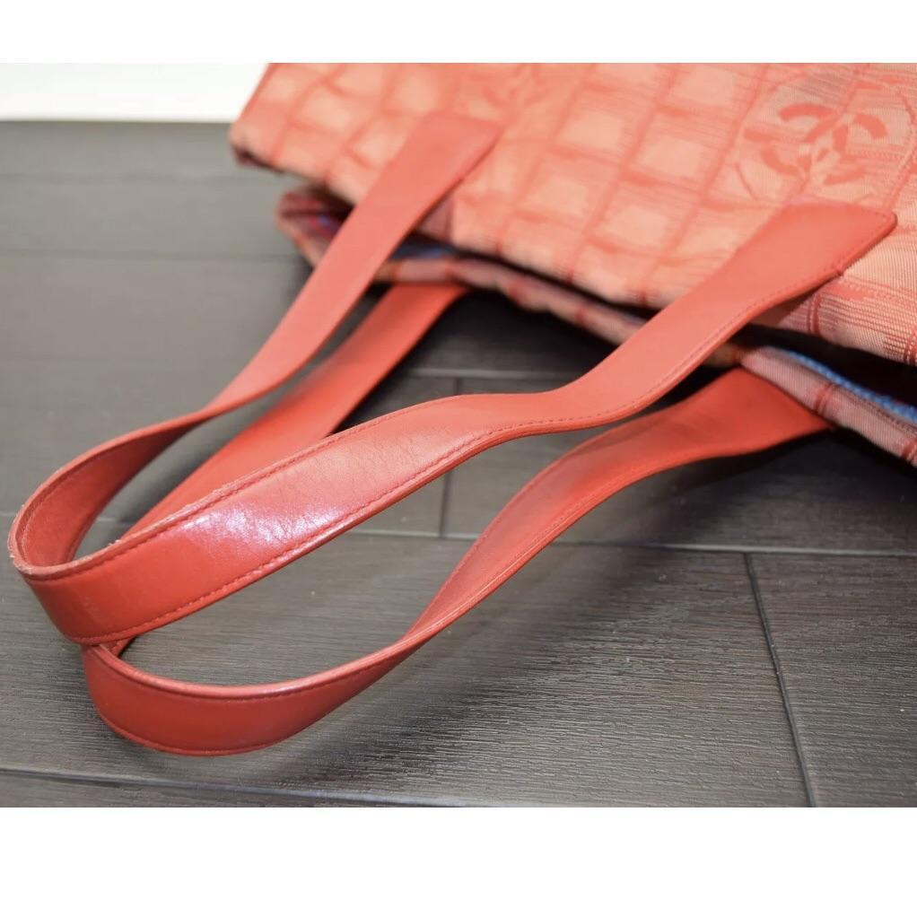 Chanel Large CC Travel Tote: Rare Red and Tan Color