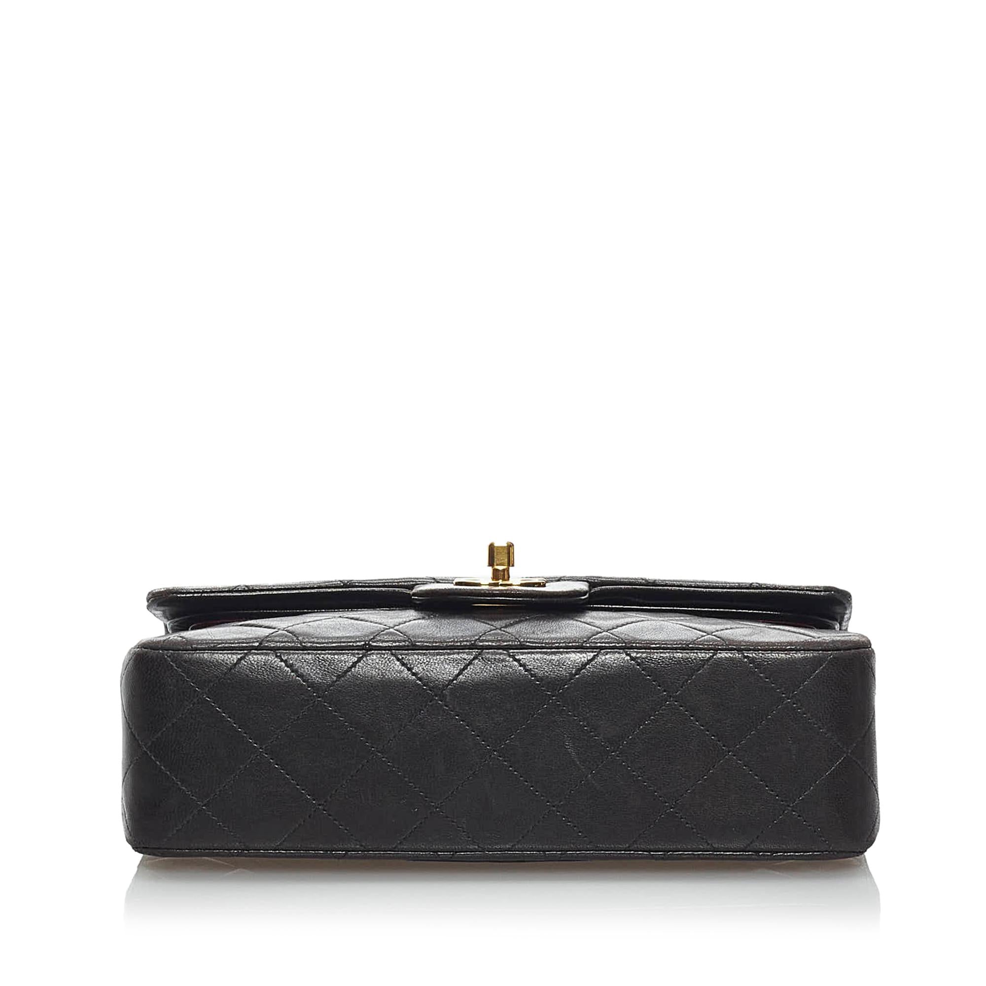 Chanel Small Classic Lambskin Leather Double Flap Bag (SHG-34199)