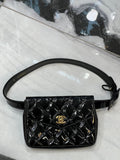 CHANEL QUILTED PATENT LEATHER VINTAGE BUM BAG