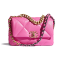 Chanel Women 19 Flap Bag Lambskin Gold Silver-Tone &amp; Ruthenium-Finish Metal Pink