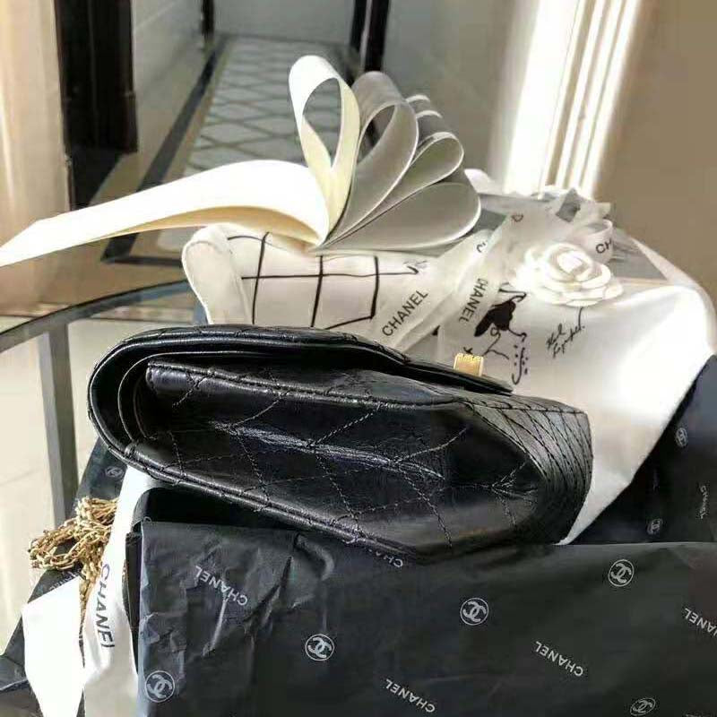 Chanel Women 2.55 Handbag in Aged Calfskin Leather-Black