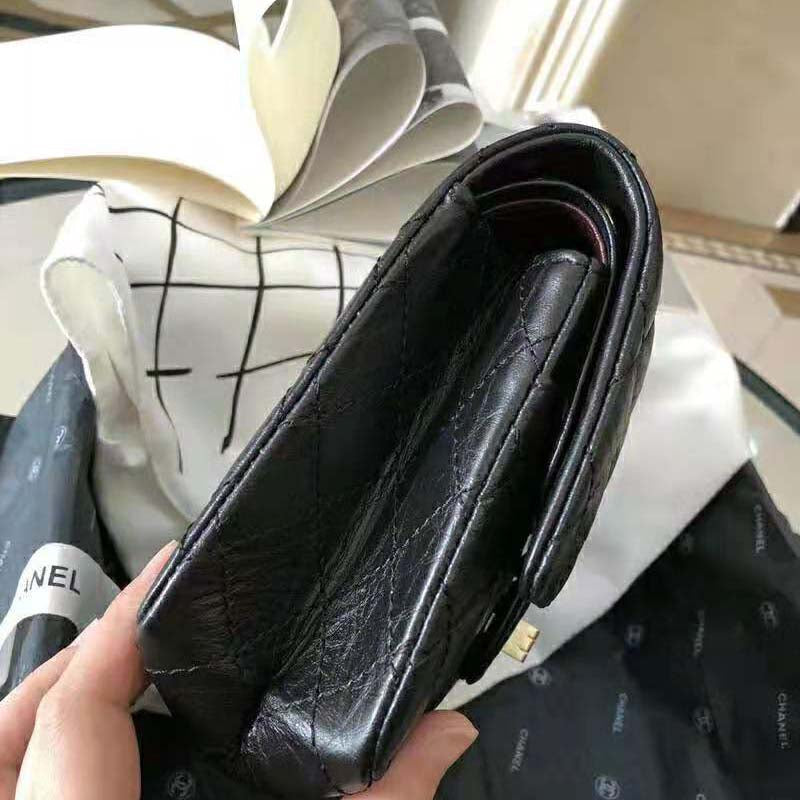 Chanel Women 2.55 Handbag in Aged Calfskin Leather-Black