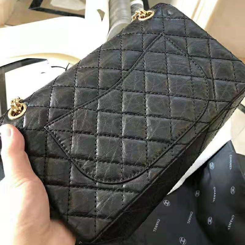 Chanel Women 2.55 Handbag in Aged Calfskin Leather-Black