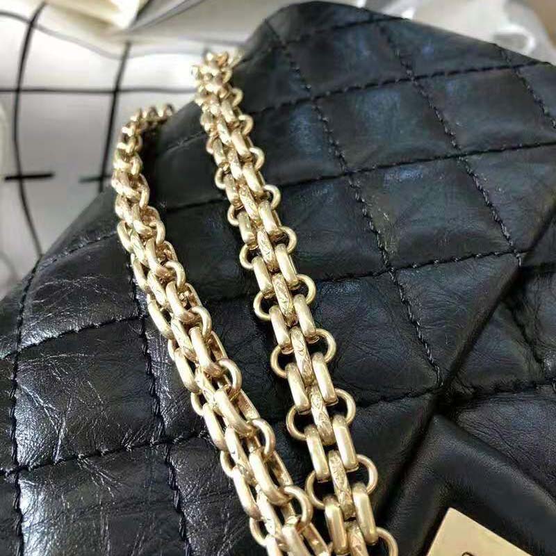 Chanel Women 2.55 Handbag in Aged Calfskin Leather-Black