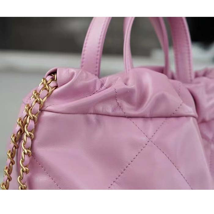 Chanel Women CC 22 Backpack Shiny Calfskin Gold-Tone Metal Lilac