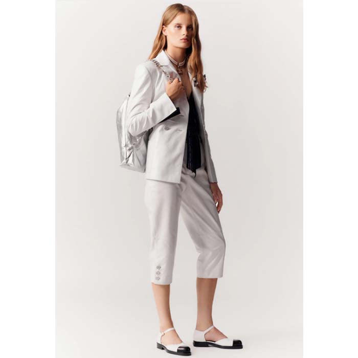 Chanel Women CC Large Back Pack Chanel 22 Handbag Metallic Calfskin Silver-Tone Metal
