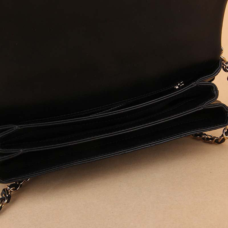 Chanel Women Kelly Flap Bag in Goatskin Leather with Top Handle-Black