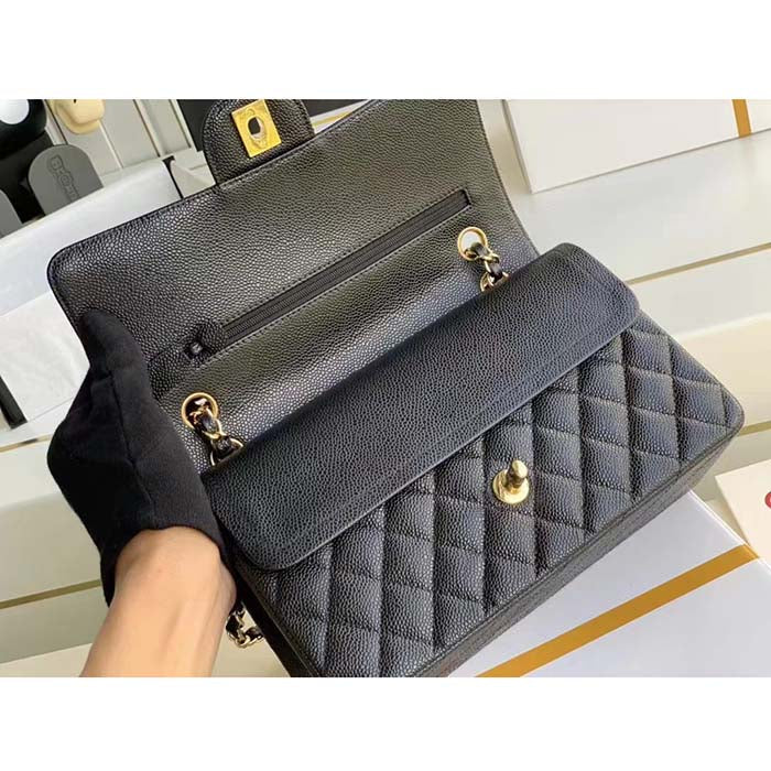 Chanel Women CF Flap Bag in Diamond Pattern Calfskin Leather-Black