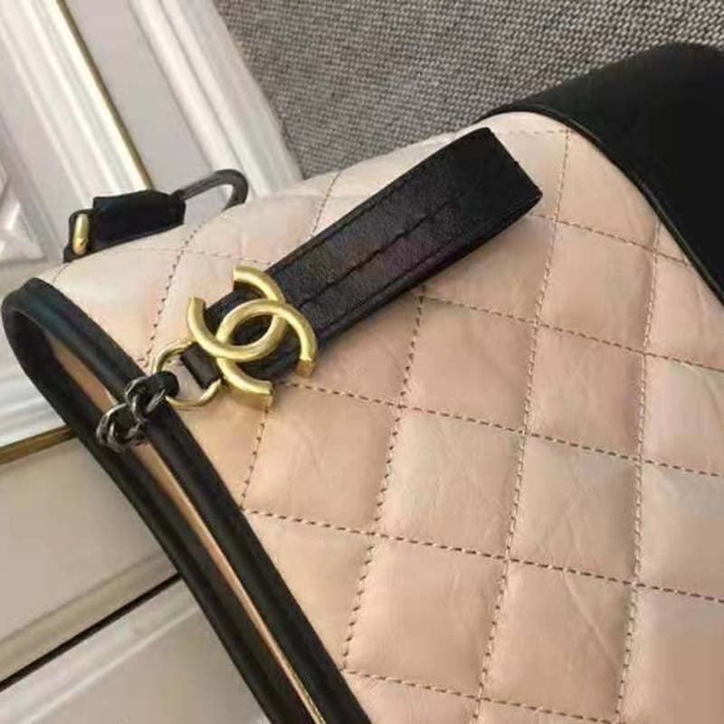 Chanel Women Chanel’s Gabrielle Large Hobo Bag in Calfskin Leather-Beige