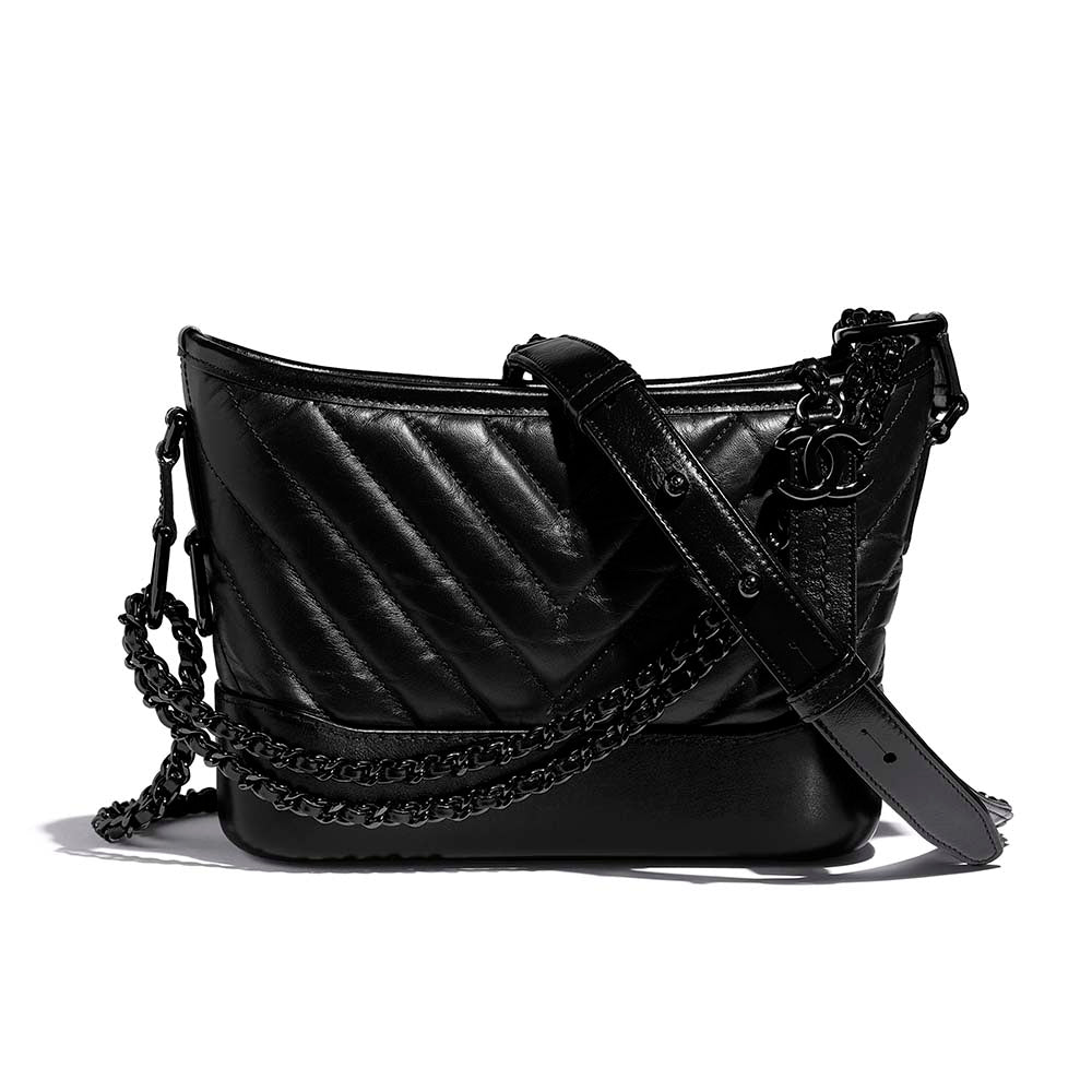 Chanel Women Chanel's Gabrielle Small Hobo Bag in Aged Calfskin Leather-Black (1)