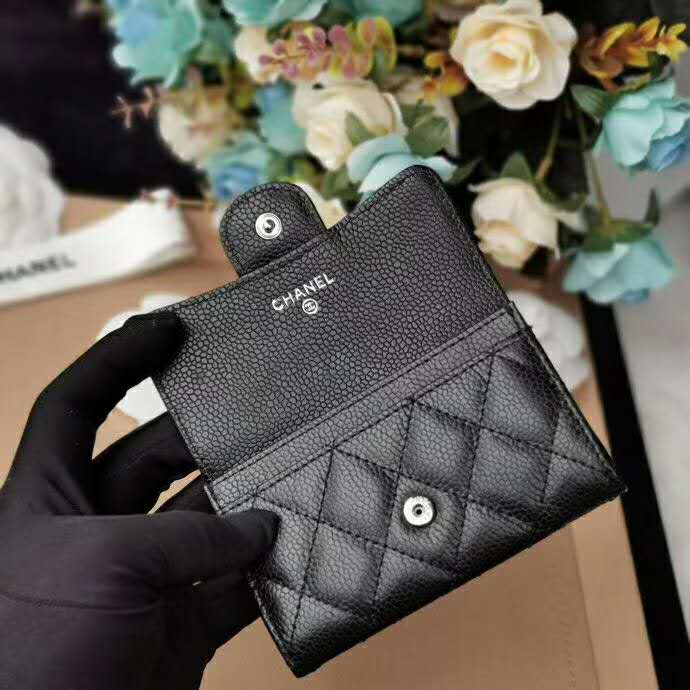 Chanel Women Classic Card Holder Grained Calfskin & Gold-Tone Metal-Black