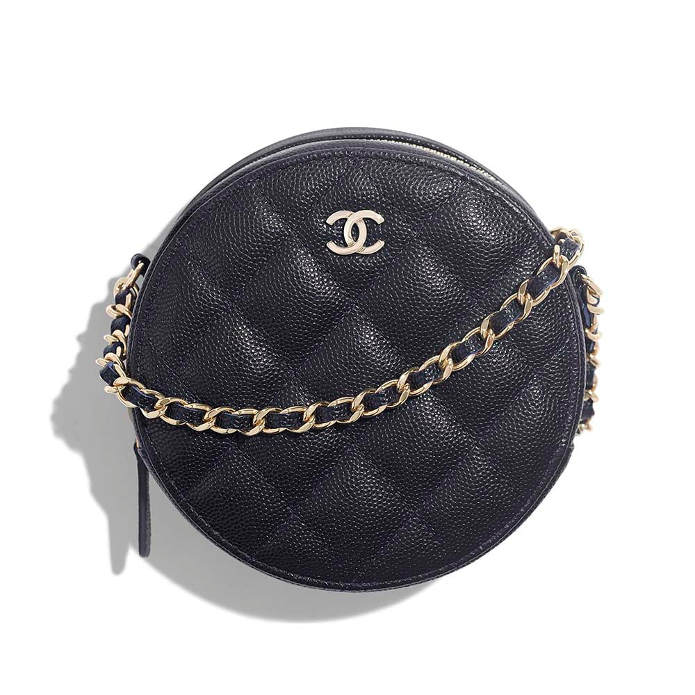 Chanel Women Classic Clutch with Chain in Grained Calfskin Leather-Black