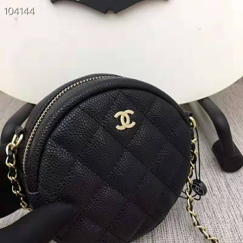 Chanel Women Classic Clutch with Chain in Grained Calfskin Leather-Black