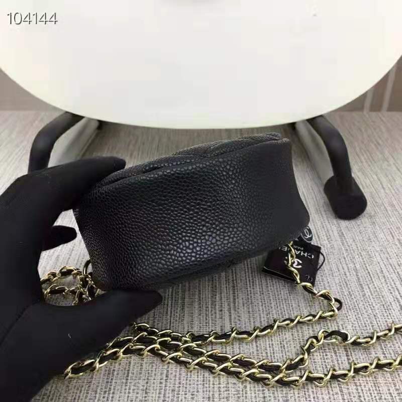 Chanel Women Classic Clutch with Chain in Grained Calfskin Leather-Black