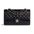 Chanel Women Classic Handbag in Grained Calfskin Leather-Black