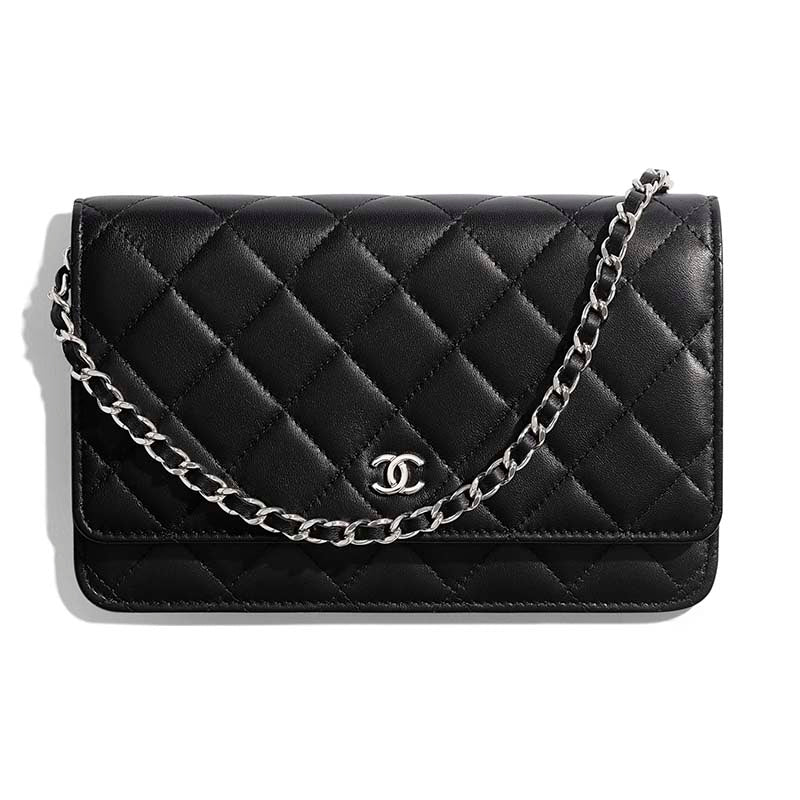 Chanel Women Classic Wallet On Chain in Lambskin Leather-Black