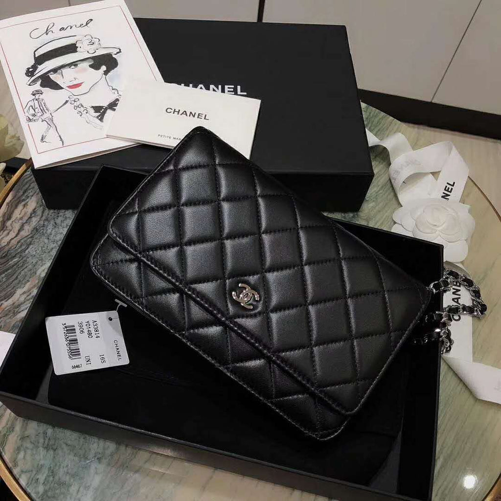 Chanel Women Classic Wallet On Chain Lambskin Leather-Black