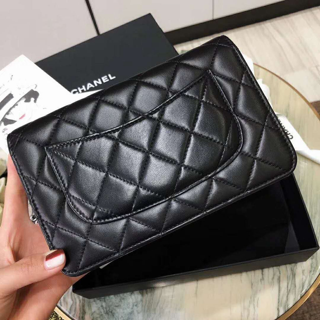 Chanel Women Classic Wallet On Chain Lambskin Leather-Black
