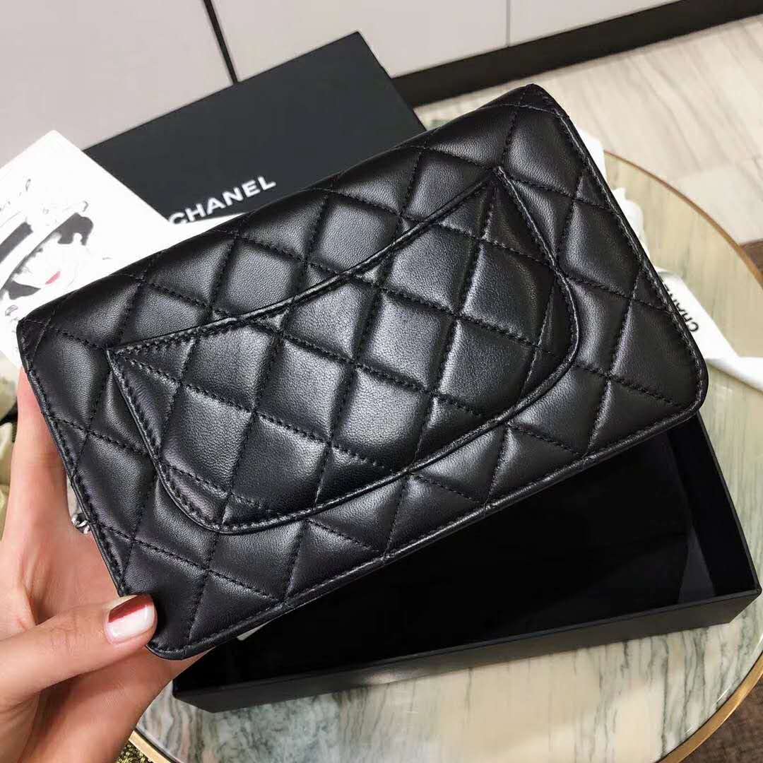 Chanel Women Classic Wallet On Chain Lambskin Leather-Black