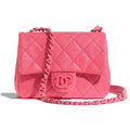 Chanel Women Flap Bag Grained Calfskin & Lacquered Metal-Rose