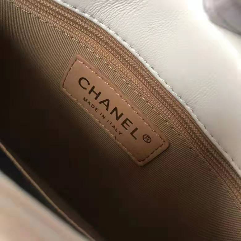 Chanel Women Flap Bag White Ringer Pearl in Goatskin Leather