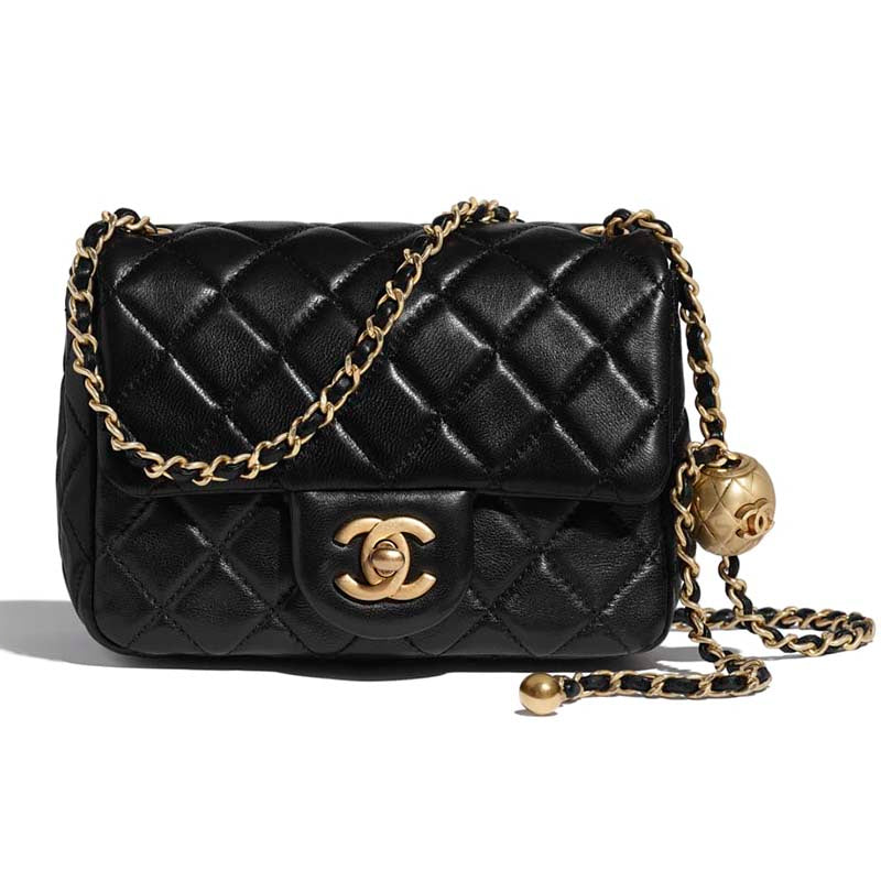 Chanel Women Flap Bag in Lambskin Leather-Black