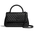 Chanel Women Flap Bag with Top Handle Grained Calfskin-Black
