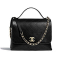 Chanel Women Flap Bag with Top Handle in Calfskin-Black